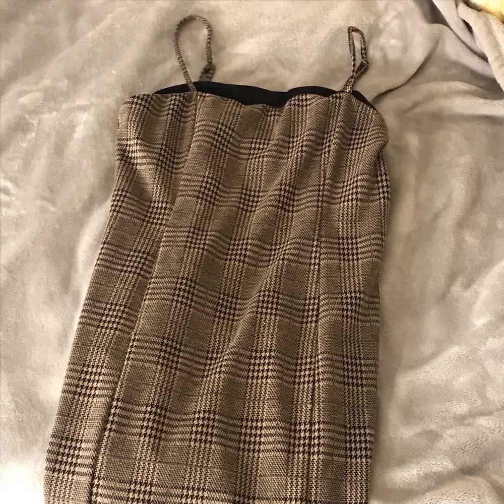 Plaid brown tank top style dress!
